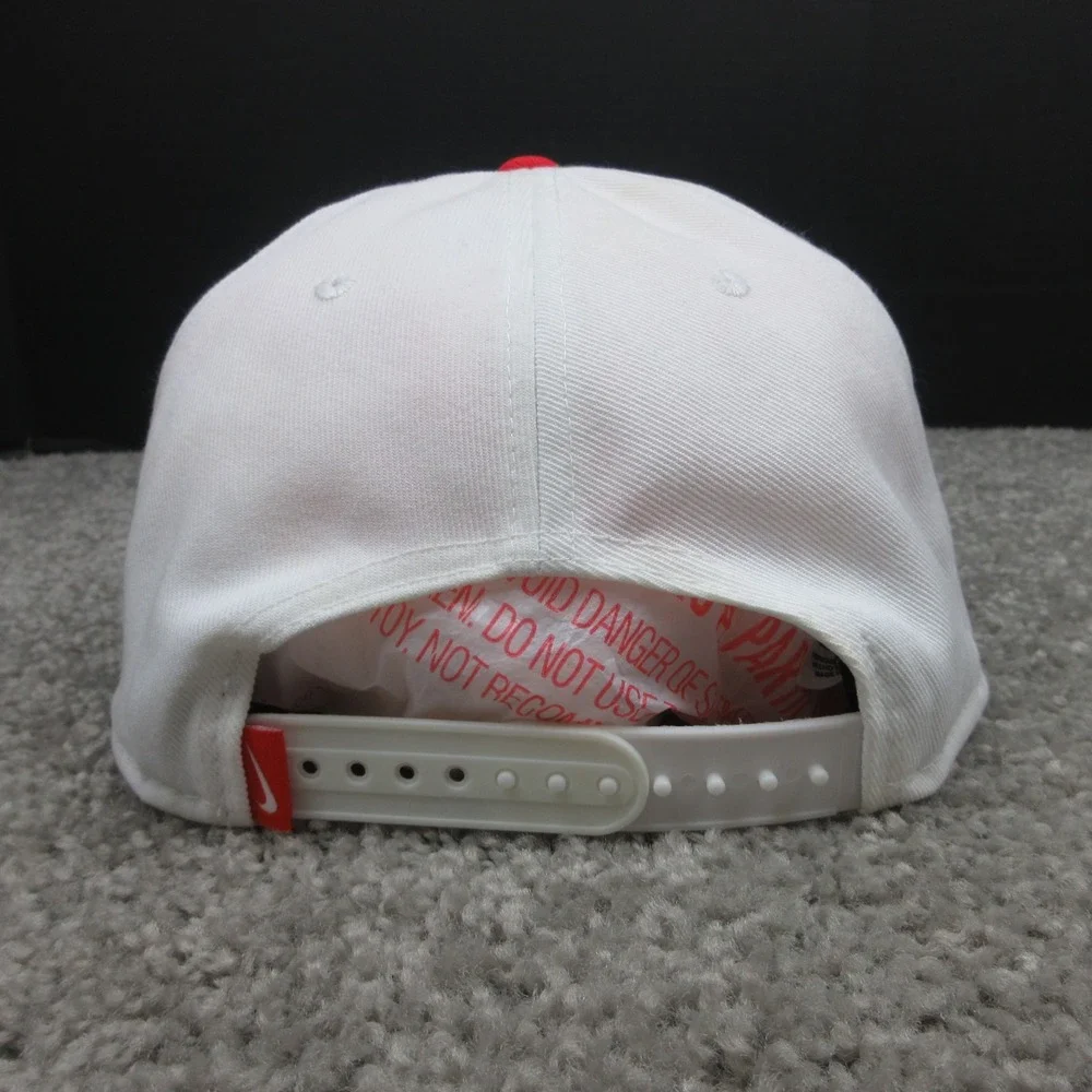 Nike Hat Cap Mens Snap Back White Red Sportswear Pro Drifit Twill Performance